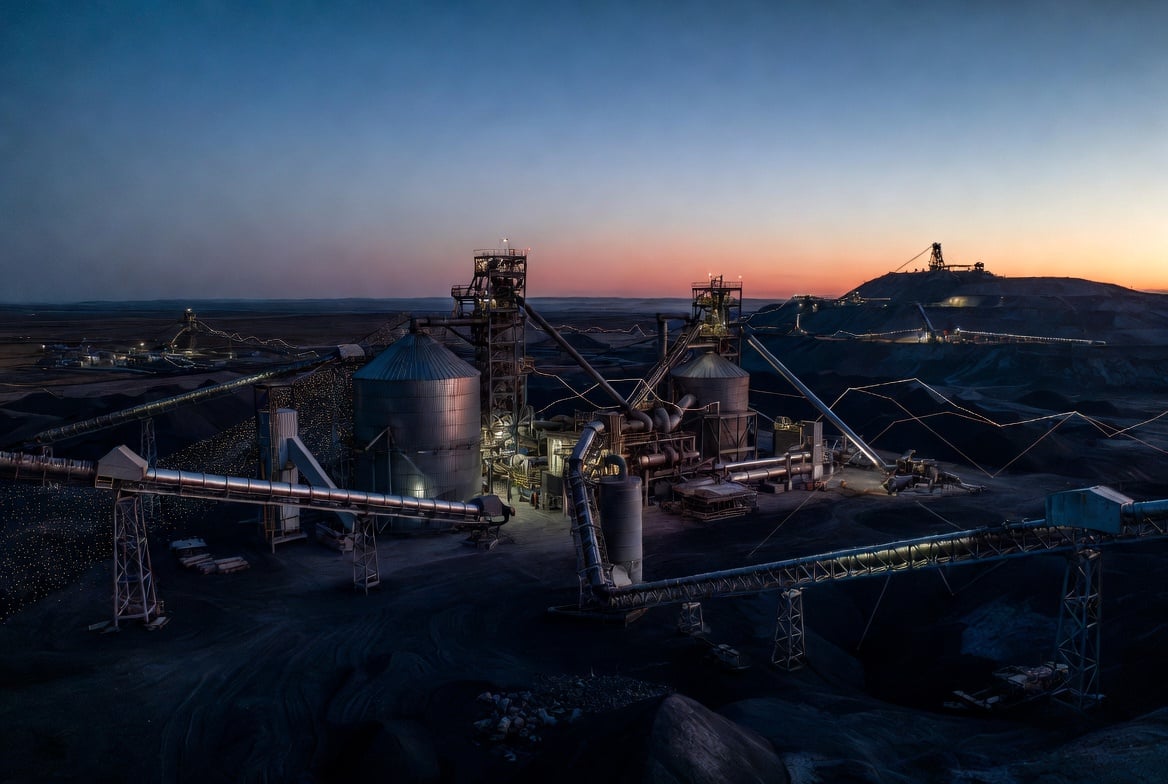 Mining facility at dusk — critical minerals processing